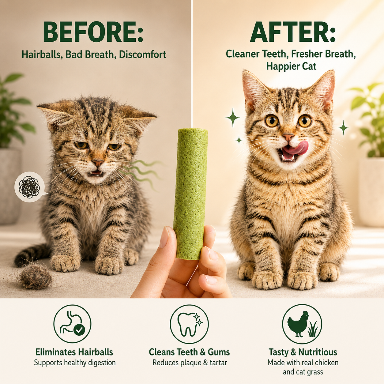 Freeze-Dried Cat Grass Dental Chew Sticks