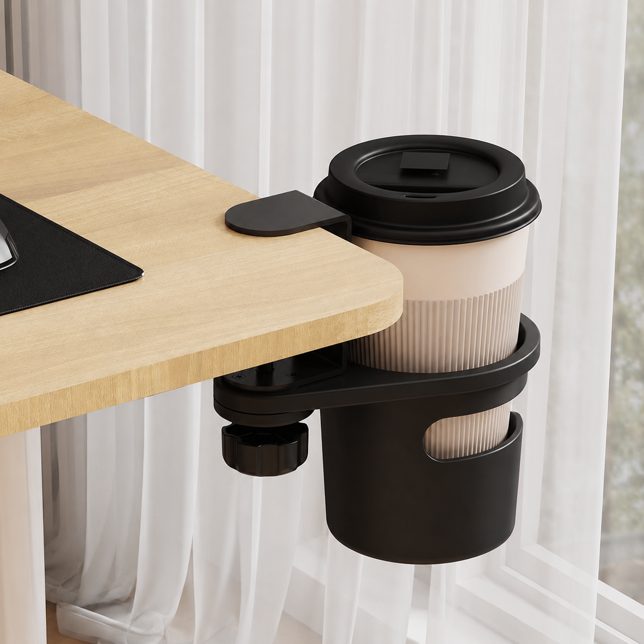 Rotating Desk Cup Holder Clamp